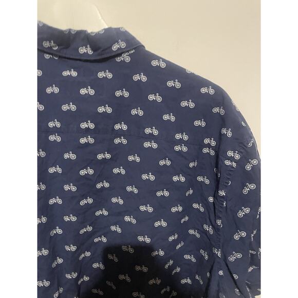 Crown & Ivy Shirt Blue And White Bicycle XL Button Up Short Sleeve - Picture 5 of 5